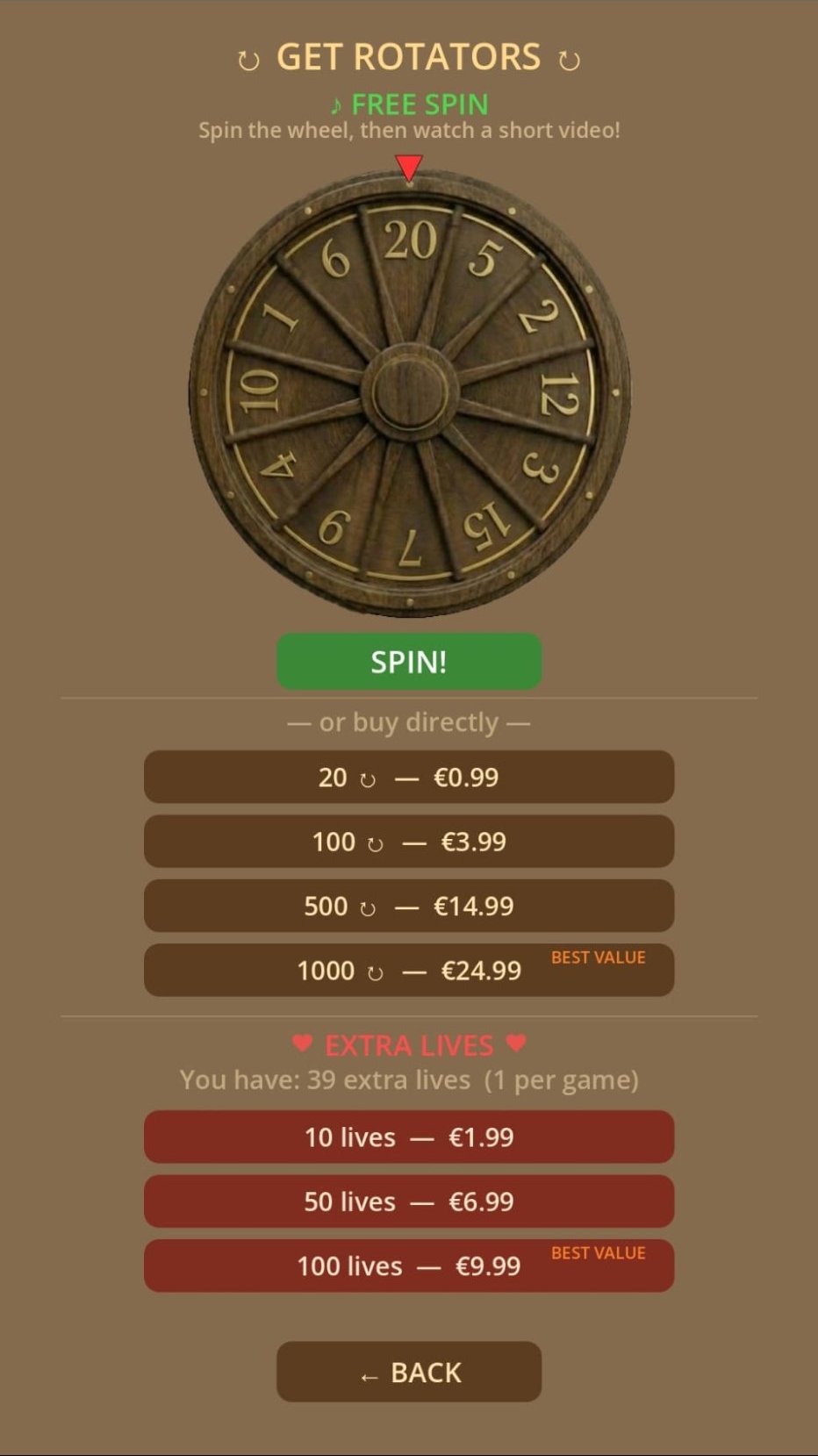 Bonus wheel